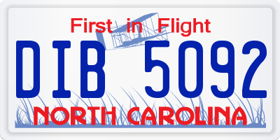 NC license plate DIB5092