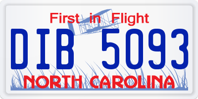 NC license plate DIB5093