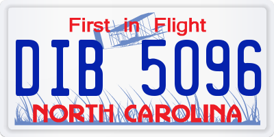 NC license plate DIB5096
