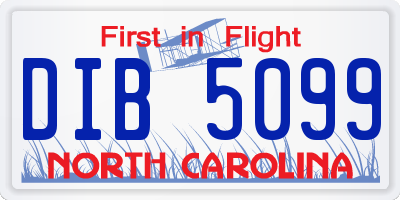 NC license plate DIB5099