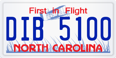 NC license plate DIB5100