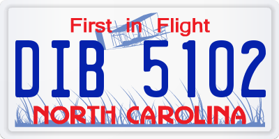 NC license plate DIB5102