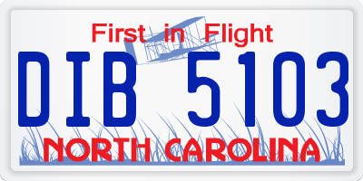 NC license plate DIB5103
