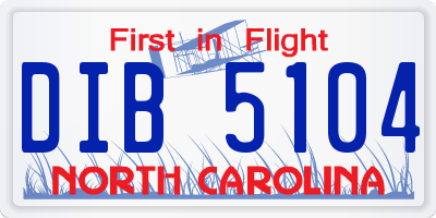 NC license plate DIB5104