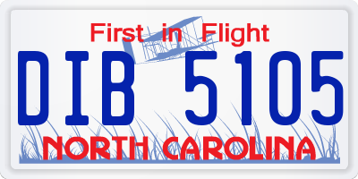 NC license plate DIB5105