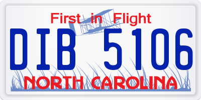 NC license plate DIB5106