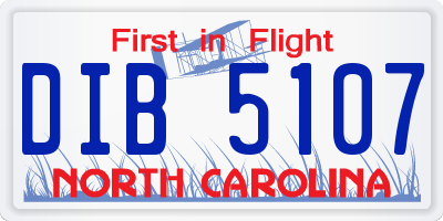 NC license plate DIB5107