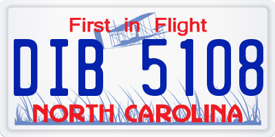 NC license plate DIB5108