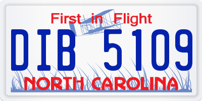 NC license plate DIB5109