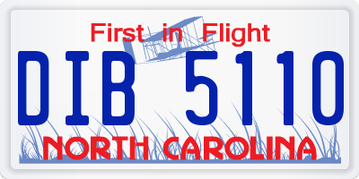 NC license plate DIB5110