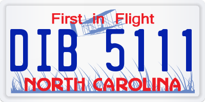 NC license plate DIB5111