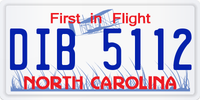 NC license plate DIB5112