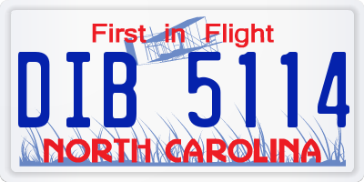 NC license plate DIB5114