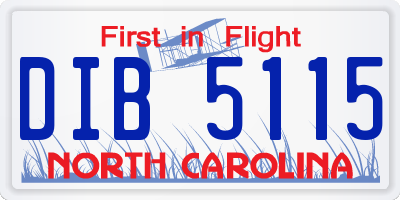 NC license plate DIB5115