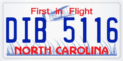 NC license plate DIB5116