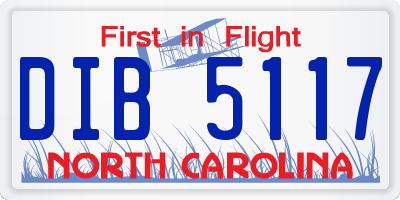 NC license plate DIB5117