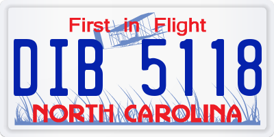 NC license plate DIB5118