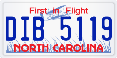 NC license plate DIB5119