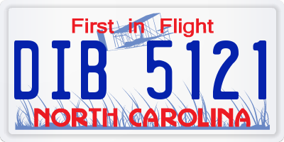 NC license plate DIB5121