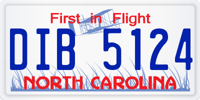 NC license plate DIB5124