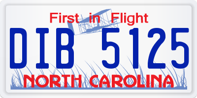 NC license plate DIB5125