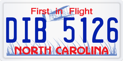 NC license plate DIB5126