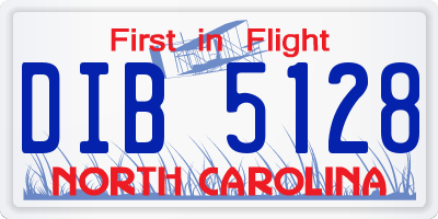 NC license plate DIB5128