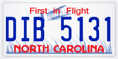 NC license plate DIB5131