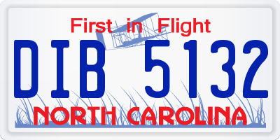 NC license plate DIB5132