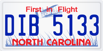 NC license plate DIB5133