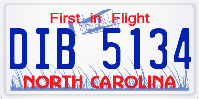 NC license plate DIB5134