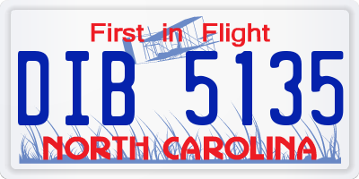 NC license plate DIB5135