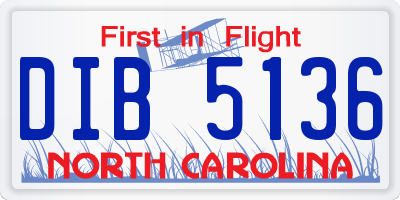 NC license plate DIB5136