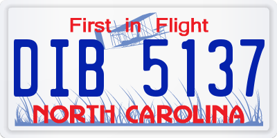 NC license plate DIB5137