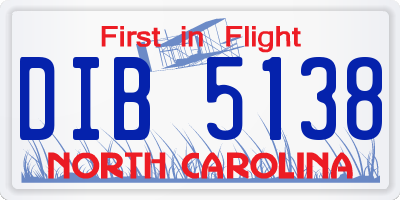 NC license plate DIB5138