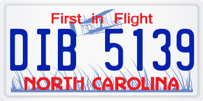 NC license plate DIB5139