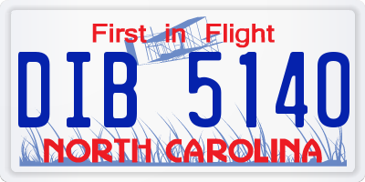 NC license plate DIB5140
