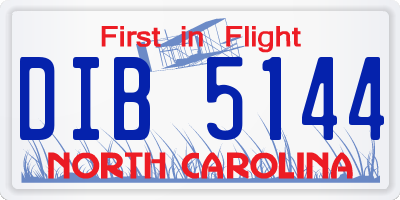 NC license plate DIB5144