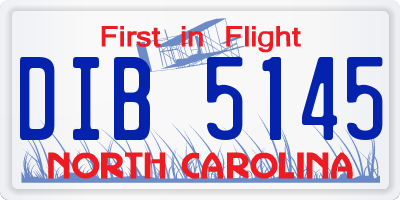 NC license plate DIB5145