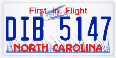 NC license plate DIB5147