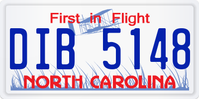 NC license plate DIB5148