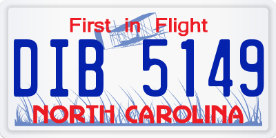 NC license plate DIB5149