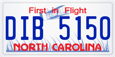 NC license plate DIB5150