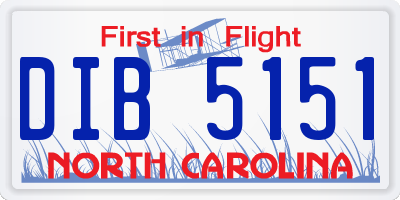 NC license plate DIB5151