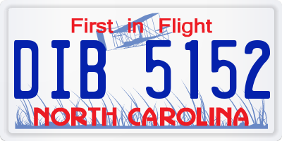 NC license plate DIB5152