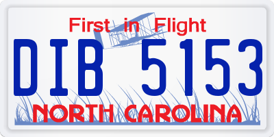 NC license plate DIB5153