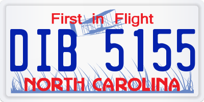 NC license plate DIB5155