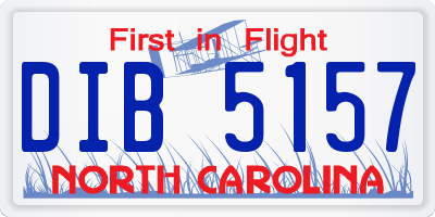 NC license plate DIB5157