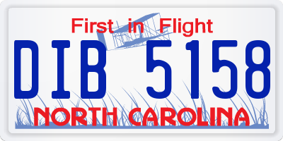 NC license plate DIB5158