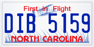 NC license plate DIB5159